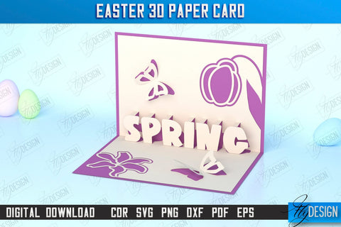 Easter 3D Paper Card | Pop Up Easter Card | Happy Easter | Easter Bunny | Spring Design | SVG File SVG Fly Design 