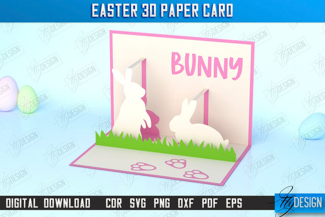 Easter 3D Paper Card | Pop Up Easter Card | Happy Easter | Easter Bunny | Spring Design | SVG File SVG Fly Design 