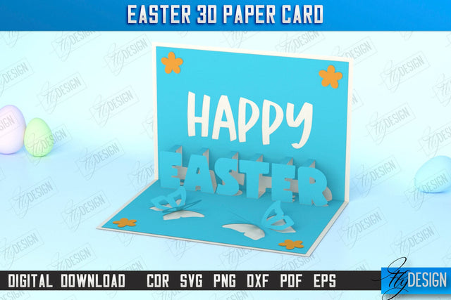 Easter 3D Paper Card | Pop Up Easter Card | Happy Easter | Easter Bunny | Spring Design | SVG File SVG Fly Design 