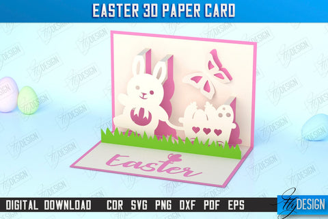 Easter 3D Paper Card | Pop Up Easter Card | Happy Easter | Easter Bunny | Spring Design | SVG File SVG Fly Design 