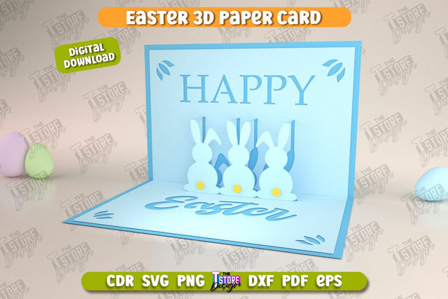 Easter 3D Paper Card | Pop Up Easter Card | Happy Easter | Easter Bunny | Spring Design | SVG File SVG The T Store Design 