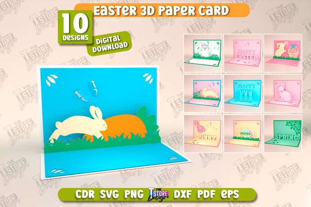 Easter 3D Paper Card | Pop Up Easter Card | Happy Easter | Easter Bunny | Spring Design | SVG File SVG The T Store Design 