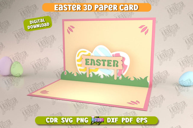 Easter 3D Paper Card | Pop Up Easter Card | Happy Easter | Easter Bunny | Spring Design | SVG File SVG The T Store Design 