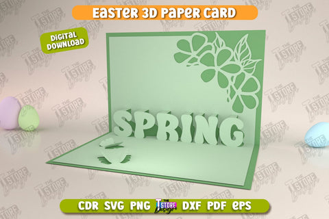 Easter 3D Paper Card | Pop Up Easter Card | Happy Easter | Easter Bunny | Spring Design | SVG File SVG The T Store Design 