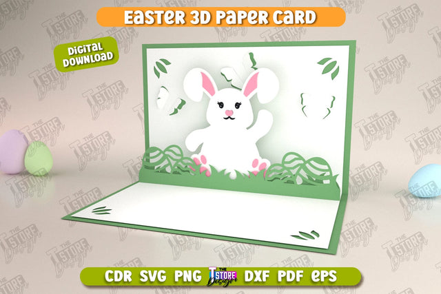 Easter 3D Paper Card | Pop Up Easter Card | Happy Easter | Easter Bunny | Spring Design | SVG File SVG The T Store Design 