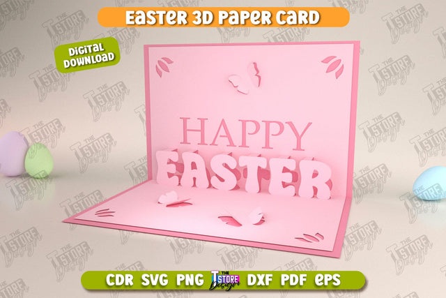 Easter 3D Paper Card | Pop Up Easter Card | Happy Easter | Easter Bunny | Spring Design | SVG File SVG The T Store Design 