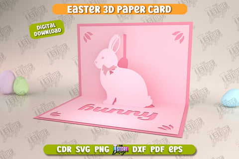 Easter 3D Paper Card | Pop Up Easter Card | Happy Easter | Easter Bunny | Spring Design | SVG File SVG The T Store Design 
