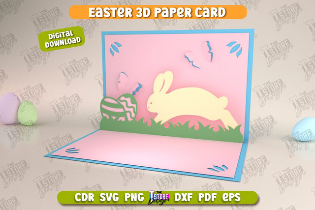 Easter 3D Paper Card | Pop Up Easter Card | Happy Easter | Easter Bunny | Spring Design | SVG File SVG The T Store Design 