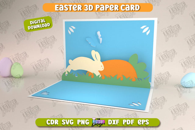 Easter 3D Paper Card | Pop Up Easter Card | Happy Easter | Easter Bunny | Spring Design | SVG File SVG The T Store Design 