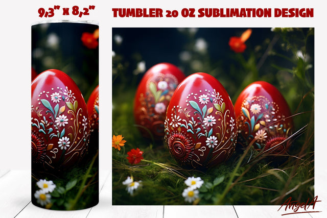 Easter 3d tumbler wrap sublimation / Red Easter eggs png Sublimation Angelina Semenova 