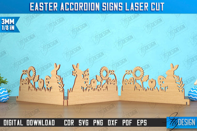 Easter Accordion Sign | Happy Easter | Easter Design | Home Décor | CNC File SVG Fly Design 