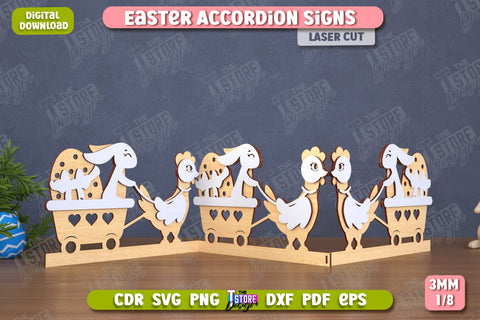 Easter Accordion Sign | Happy Easter | Easter Design | Home Décor | CNC File SVG The T Store Design 