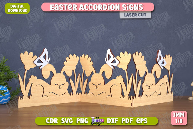 Easter Accordion Sign | Happy Easter | Easter Design | Home Décor | CNC File SVG The T Store Design 
