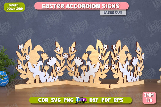Easter Accordion Sign | Happy Easter | Easter Design | Home Décor | CNC File SVG The T Store Design 