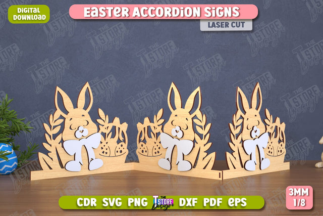 Easter Accordion Sign | Happy Easter | Easter Design | Home Décor | CNC File SVG The T Store Design 