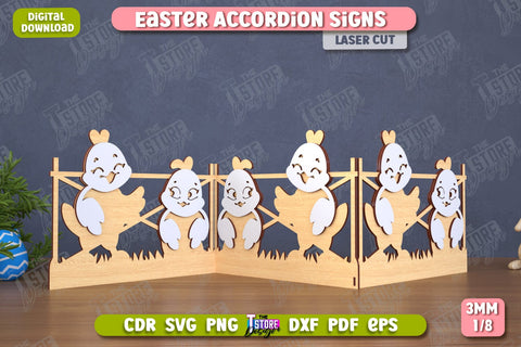 Easter Accordion Sign | Happy Easter | Easter Design | Home Décor | CNC File SVG The T Store Design 