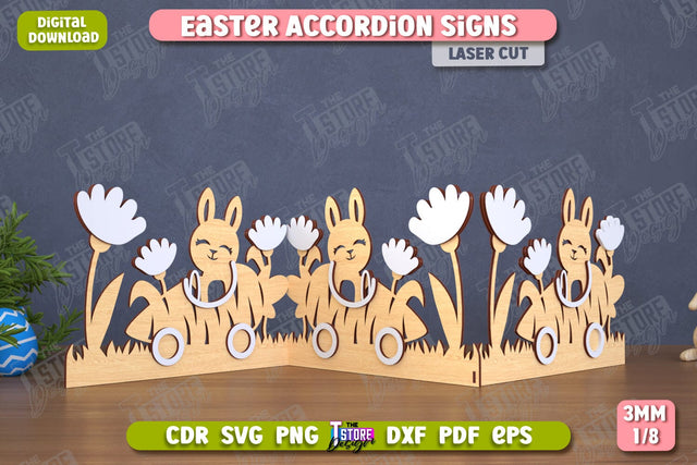 Easter Accordion Sign | Happy Easter | Easter Design | Home Décor | CNC File SVG The T Store Design 