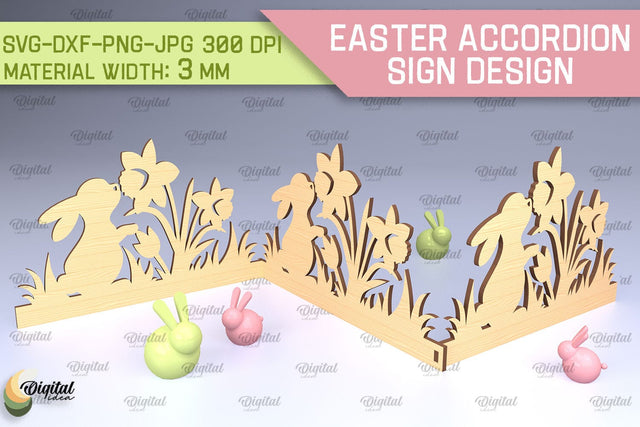Easter Accordion Sign SVG. 3D Easter Decor Laser Cut SVG Evgenyia Guschina 