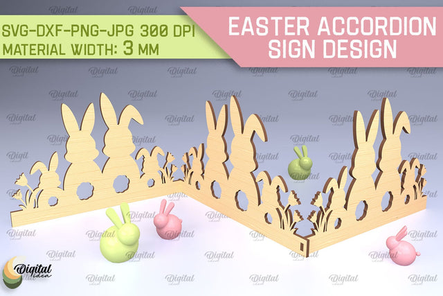 Easter Accordion Sign SVG. 3D Easter Decor Laser Cut SVG Evgenyia Guschina 