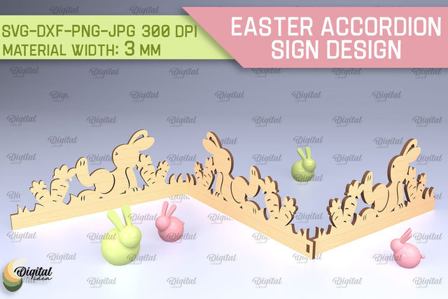 Easter Accordion Sign SVG. 3D Easter Decor Laser Cut SVG Evgenyia Guschina 