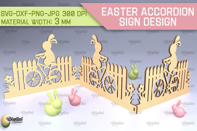 Easter Accordion Sign SVG. 3D Easter Decor Laser Cut SVG Evgenyia Guschina 