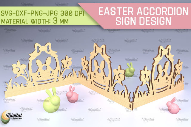 Easter Accordion Sign SVG. 3D Easter Decor Laser Cut SVG Evgenyia Guschina 