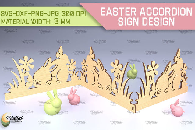 Easter Accordion Sign SVG. 3D Easter Decor Laser Cut SVG Evgenyia Guschina 