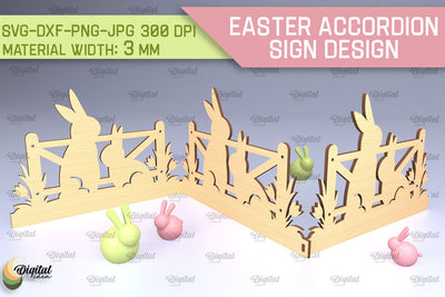 Easter Accordion Sign SVG. 3D Easter Decor Laser Cut SVG Evgenyia Guschina 