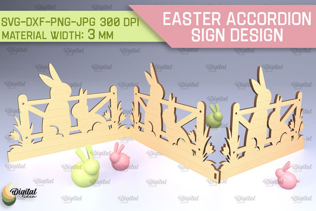 Easter Accordion Sign SVG. 3D Easter Decor Laser Cut SVG Evgenyia Guschina 