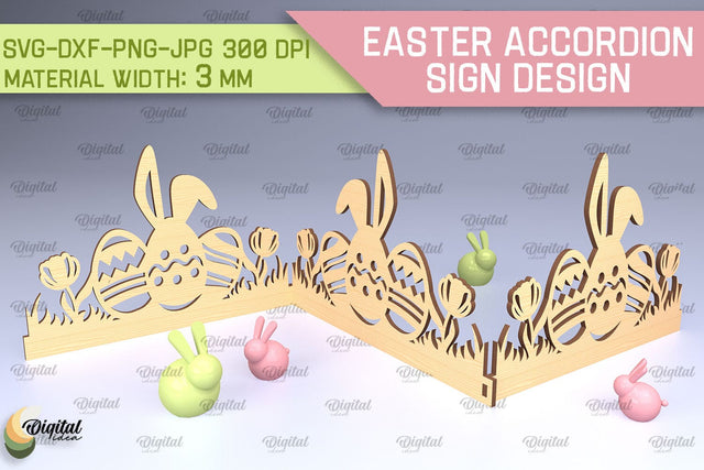 Easter Accordion Sign SVG. 3D Easter Decor Laser Cut SVG Evgenyia Guschina 
