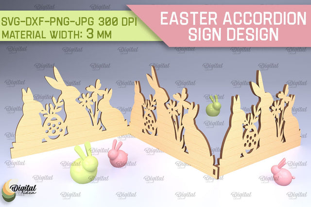 Easter Accordion Sign SVG. 3D Easter Decor Laser Cut SVG Evgenyia Guschina 