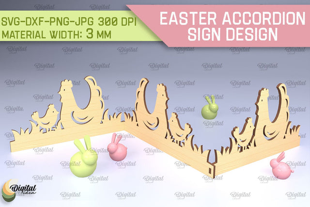 Easter Accordion Sign SVG. 3D Easter Decor Laser Cut SVG Evgenyia Guschina 