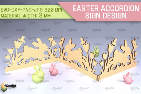 Easter Accordion Sign SVG Bundle. 3D Easter Decor Laser Cut SVG Evgenyia Guschina 