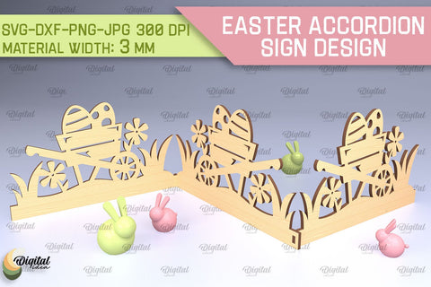 Easter Accordion Sign SVG Bundle. 3D Easter Decor Laser Cut SVG Evgenyia Guschina 