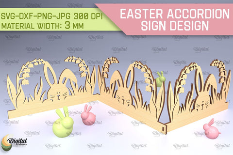 Easter Accordion Sign SVG Bundle. 3D Easter Decor Laser Cut SVG Evgenyia Guschina 