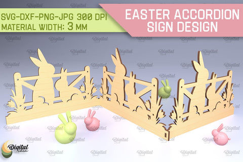 Easter Accordion Sign SVG Bundle. 3D Easter Decor Laser Cut SVG Evgenyia Guschina 