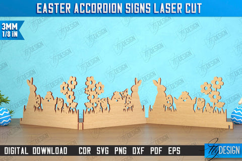 Easter Accordion Signs Bundle | Happy Easter | Easter Design | Home Décor | CNC Files SVG Fly Design 