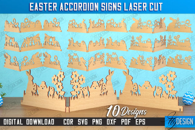 Easter Accordion Signs Bundle | Happy Easter | Easter Design | Home Décor | CNC Files SVG Fly Design 