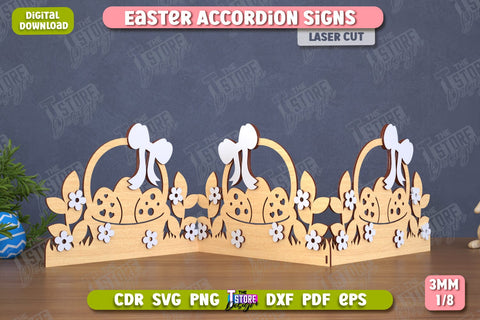 Easter Accordion Signs Bundle | Happy Easter | Easter Design | Home Décor | CNC Files SVG The T Store Design 