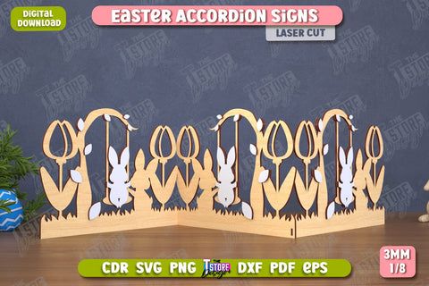 Easter Accordion Signs Bundle | Happy Easter | Easter Design | Home Décor | CNC Files SVG The T Store Design 