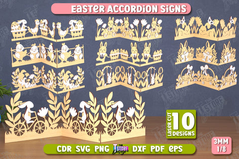 Easter Accordion Signs Bundle | Happy Easter | Easter Design | Home Décor | CNC Files SVG The T Store Design 