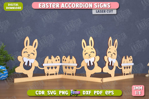 Easter Accordion Signs Bundle | Happy Easter | Easter Design | Home Décor | CNC Files SVG The T Store Design 