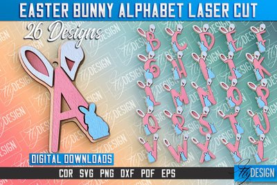 Easter Alphabet Laser Cut | Easter Bunny Design | CNC Files SVG Fly Design 