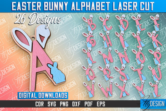 Easter Alphabet Laser Cut | Easter Bunny Design | CNC Files SVG Fly Design 