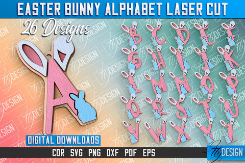 Easter Alphabet Laser Cut | Easter Bunny Design | CNC Files SVG Fly Design 