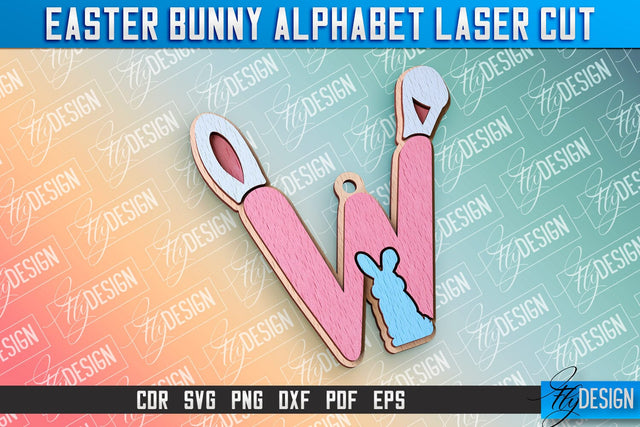 Easter Alphabet Laser Cut | Easter Bunny Design | CNC Files SVG Fly Design 