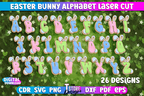 Easter Alphabet Laser Cut | Easter Design | CNC Files SVG The T Store Design 