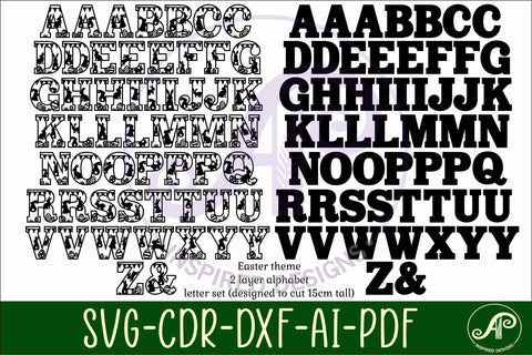 Easter alphabet set. 2 layer letters. 54 letter option SVG APInspireddesigns 