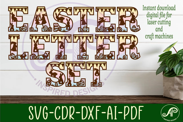 Easter alphabet set. 2 layer letters. 54 letter option SVG APInspireddesigns 