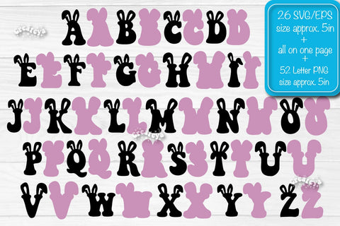 Easter Alphabet svg Alphabet laser cut Alphabet letters Layered alphabet svg SVG Createya Design 